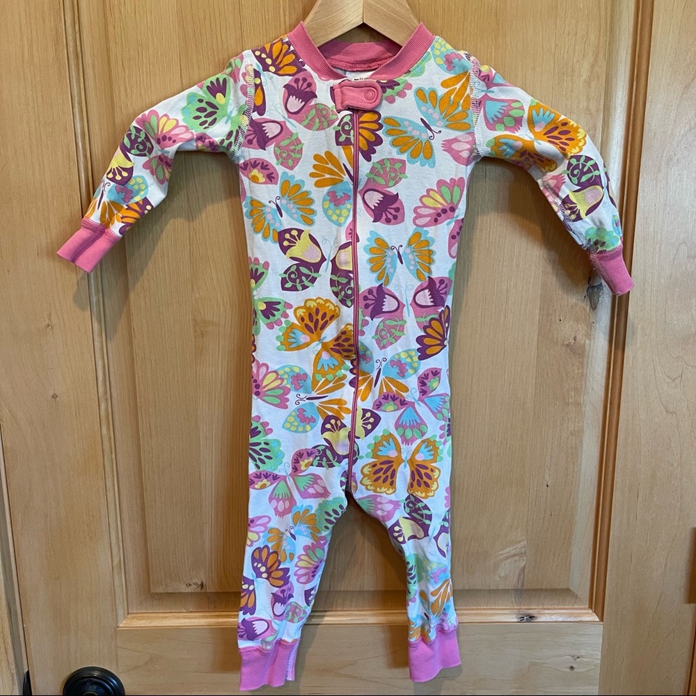 Hanna Andersson Size 80/18-24 Months butterflies Sleeper pink & white